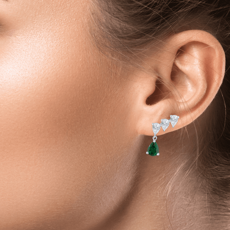 3 Cttw Pear Crawler Pear Drop Cz Earrings