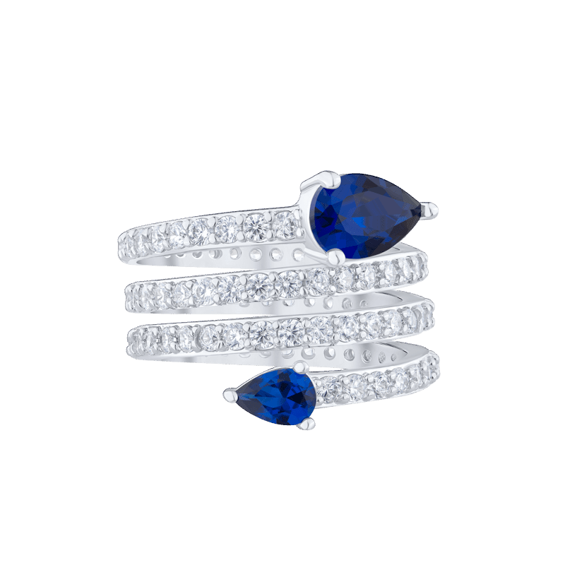 6 Cttw Spiral Pave Ring Pear Points - Size 6