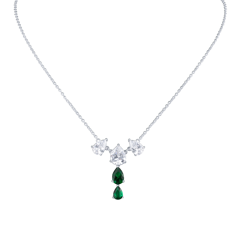 9 Cttw Pear Cz Delicate Chain W/Triple Pear Drop Necklace