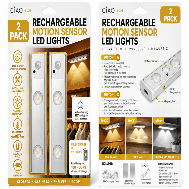 8" Motion Sensing LED Light Bar (2 Pack)