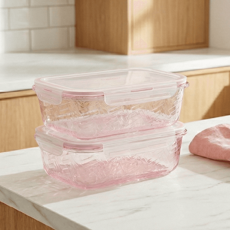 35oz Textured Glass Containers w/ PP Lids