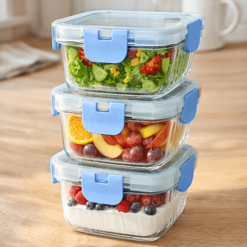 20oz Fluted Glass Containers w/ PP Lids