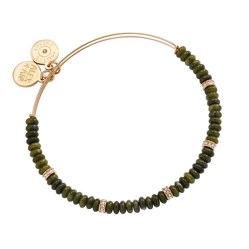 Semi-Precious Green Rondelle Beaded Bangle Bracelet