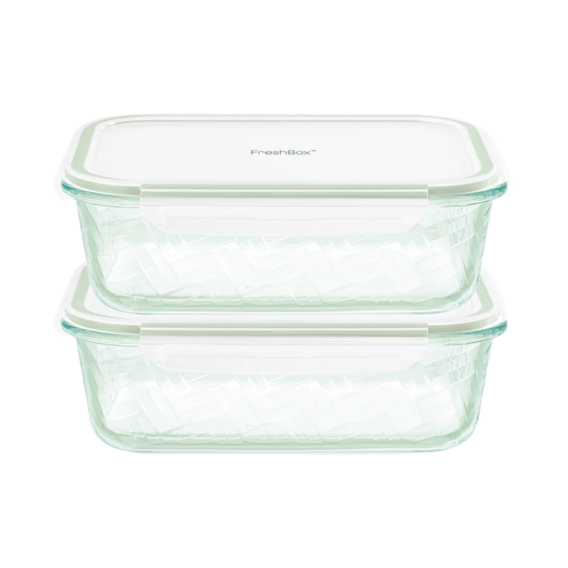 35oz Textured Glass Containers w/ PP Lids