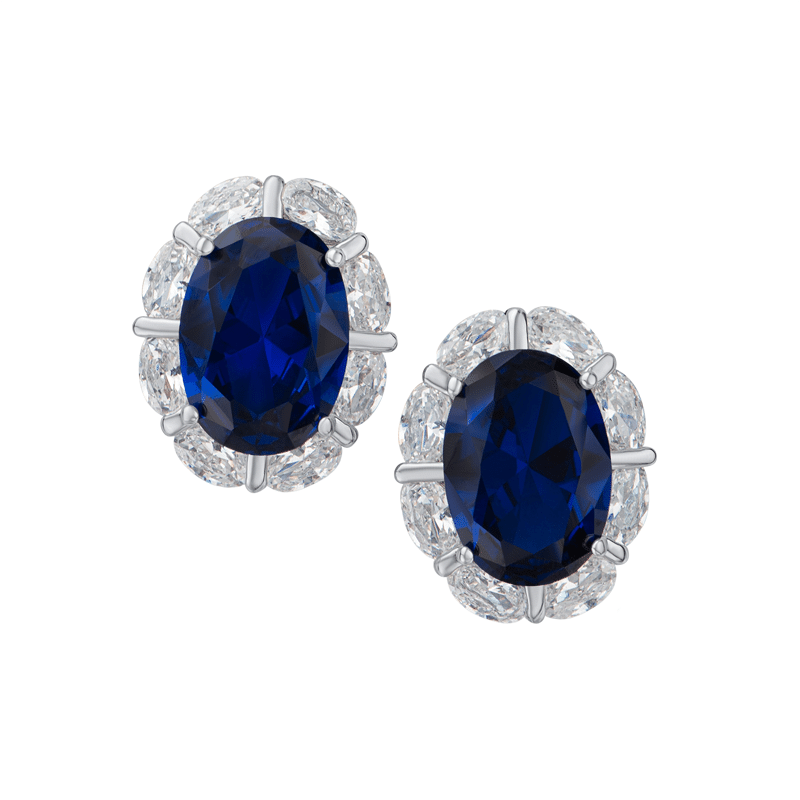 15 Cttw Oval Cz W/ Oval Trim Post