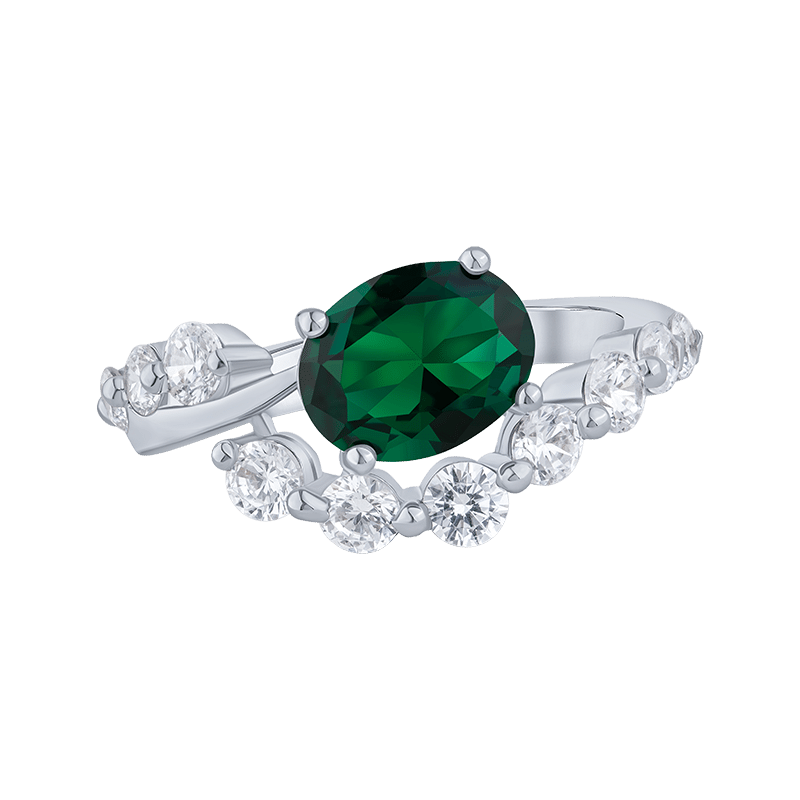 2Cttw Oval/Round Cz Half Border Ring - Size 6