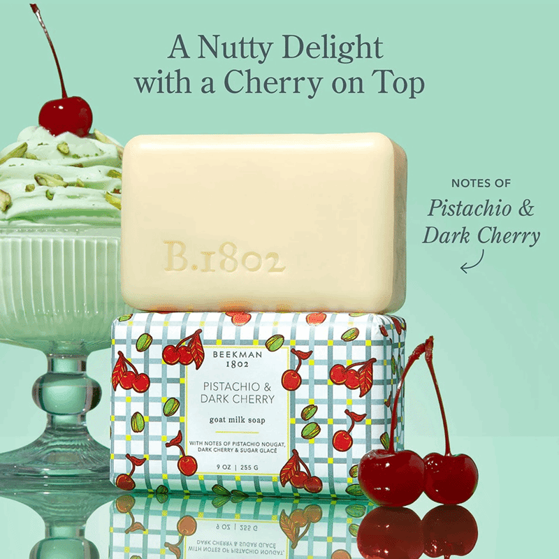 Pistachio & Dark Cherry Palm-sized Goat Milk Soap