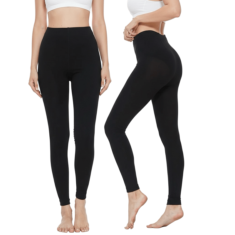 2PK Solids Ladies Fleece Footless Tights