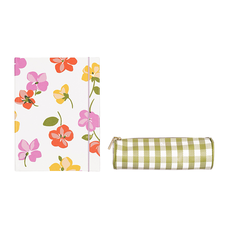 Journal and Pen Case Set, Spring Pansies