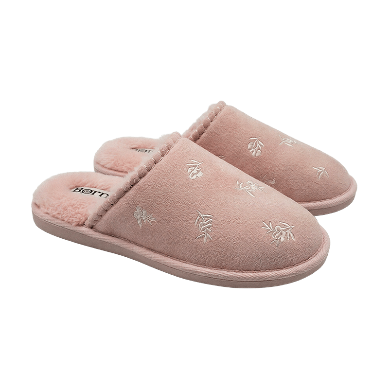 Ladies Floral Embroidered Scuff Slipper