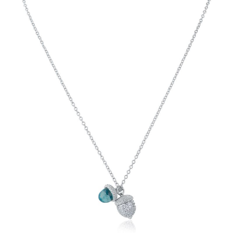 1 CTTW Pave CZ Acorn Charm Necklace
