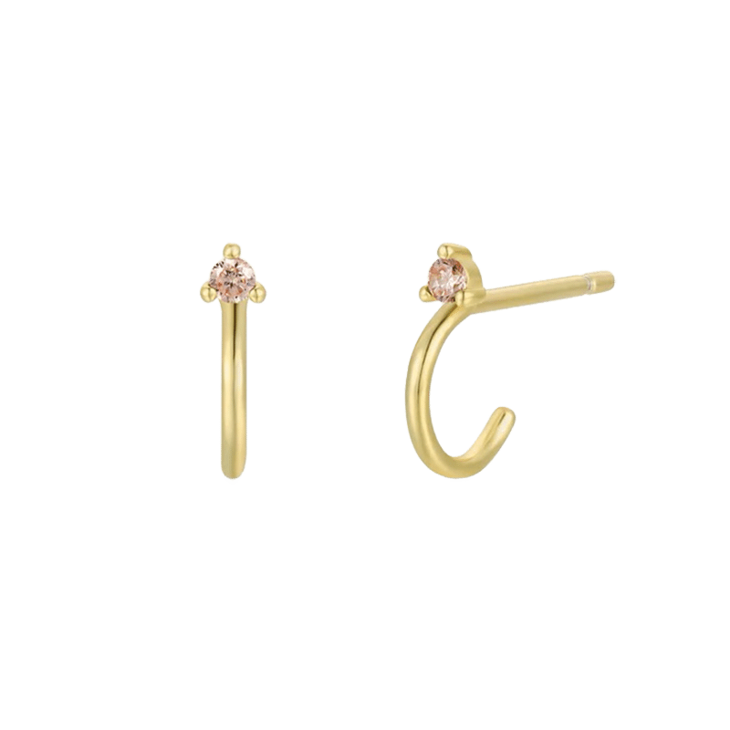 Open Mini Hoop - Pink CZ