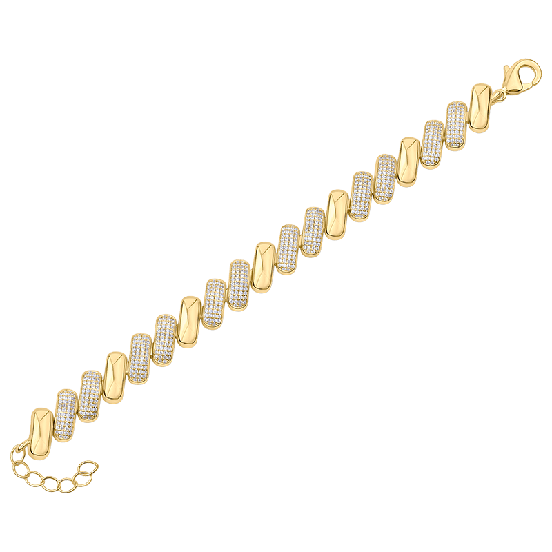 5 Cttw Pave Cz Alt Link/Cz Bracelet