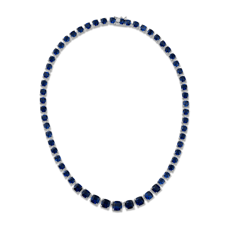 44 Cttw Cushion Cz Necklace Mid Grad Link Statement