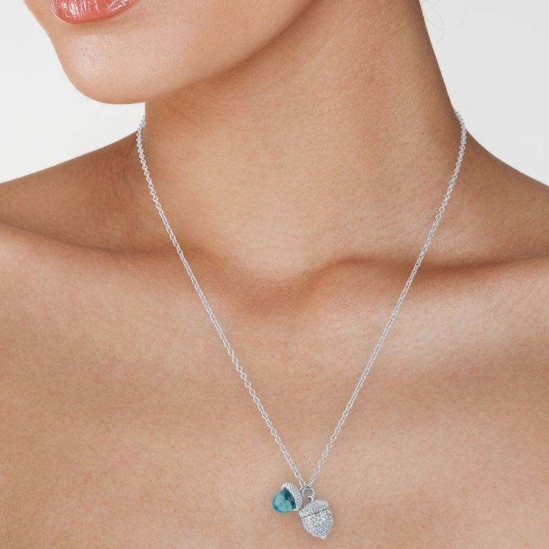 1 CTTW Pave CZ Acorn Charm Necklace