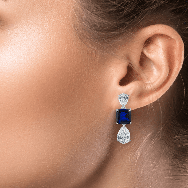 8 Cttw Pear Princess Triple Drop Earrings