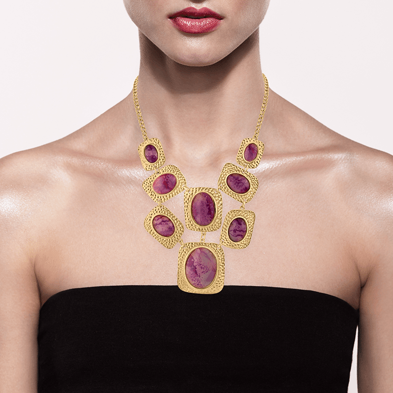 Boho Oval Stone Statement Necklace