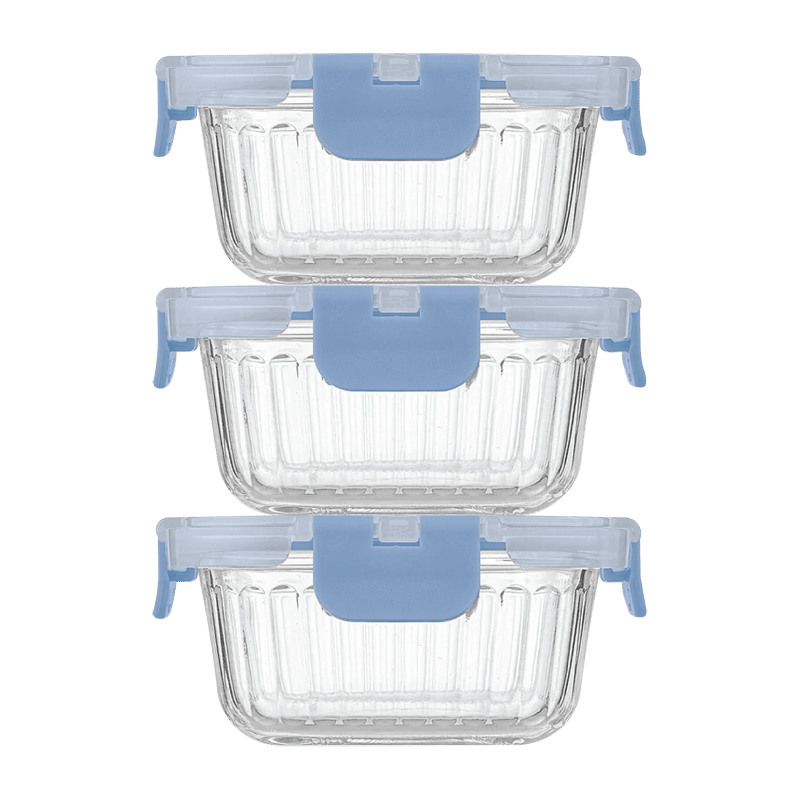 20oz Fluted Glass Containers w/ PP Lids