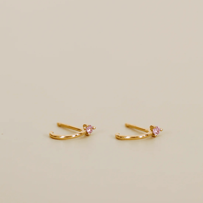 Open Mini Hoop - Pink CZ