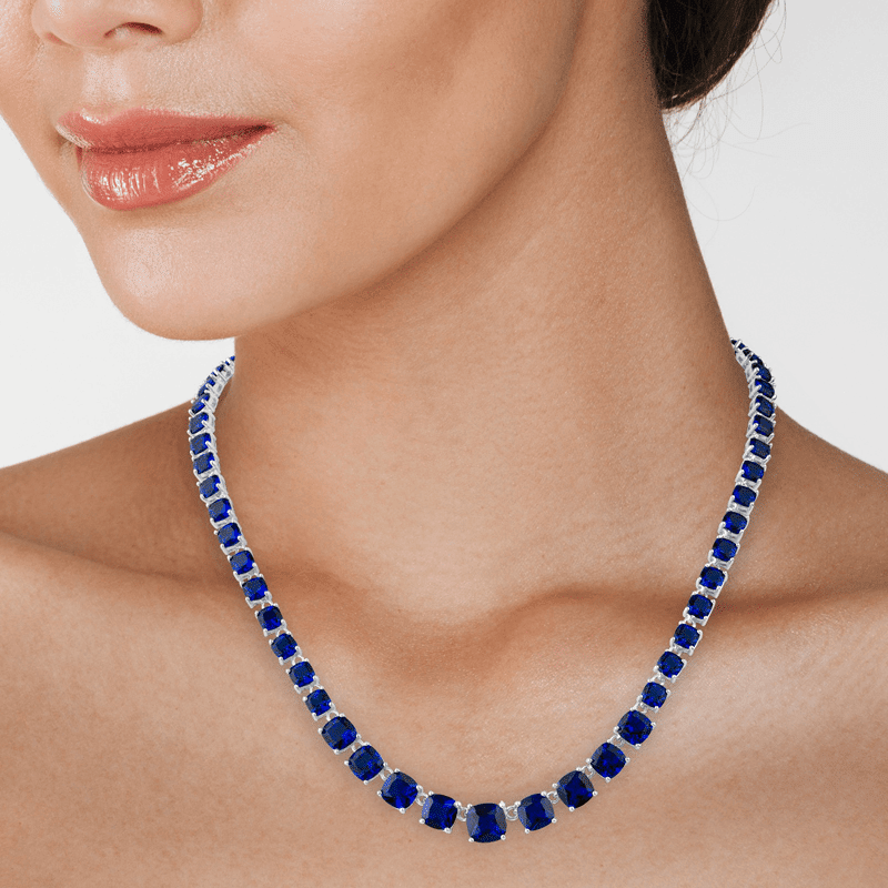 44 Cttw Cushion Cz Necklace Mid Grad Link Statement