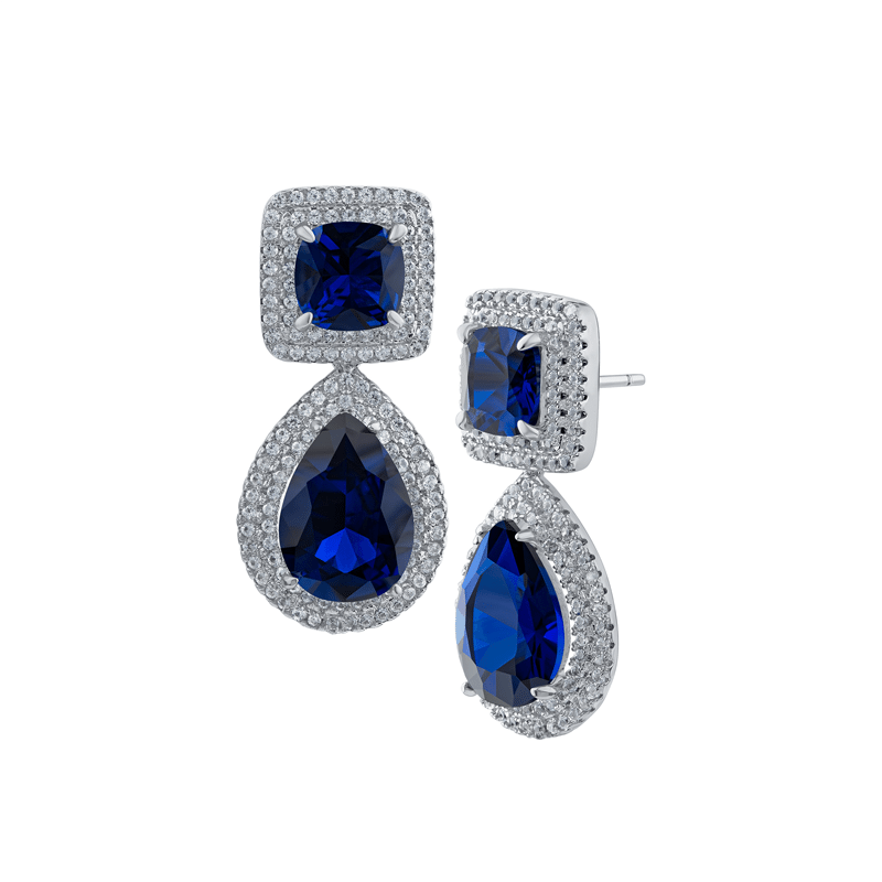 20 Cttw Prin/Pear/Pave Cz Glam Double Trim Earrings