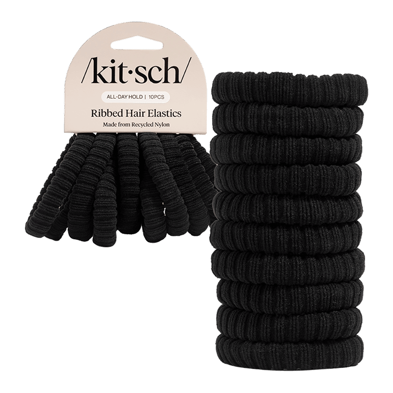 Recycled Fabric Ribbed Hair Elastics 10pc Set