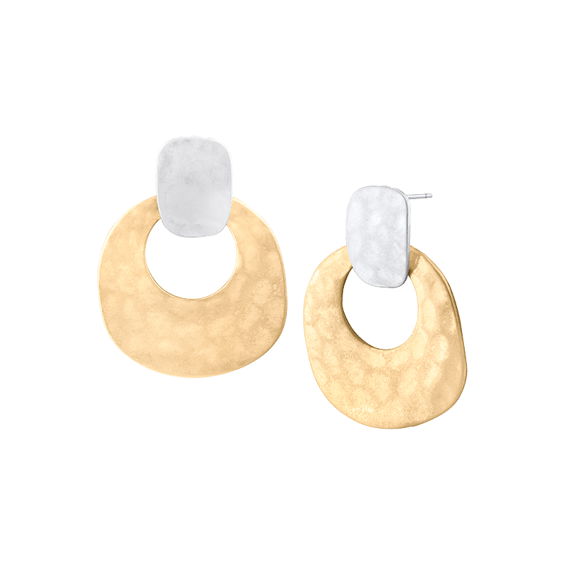 2Tone Hammered Knocker Earring