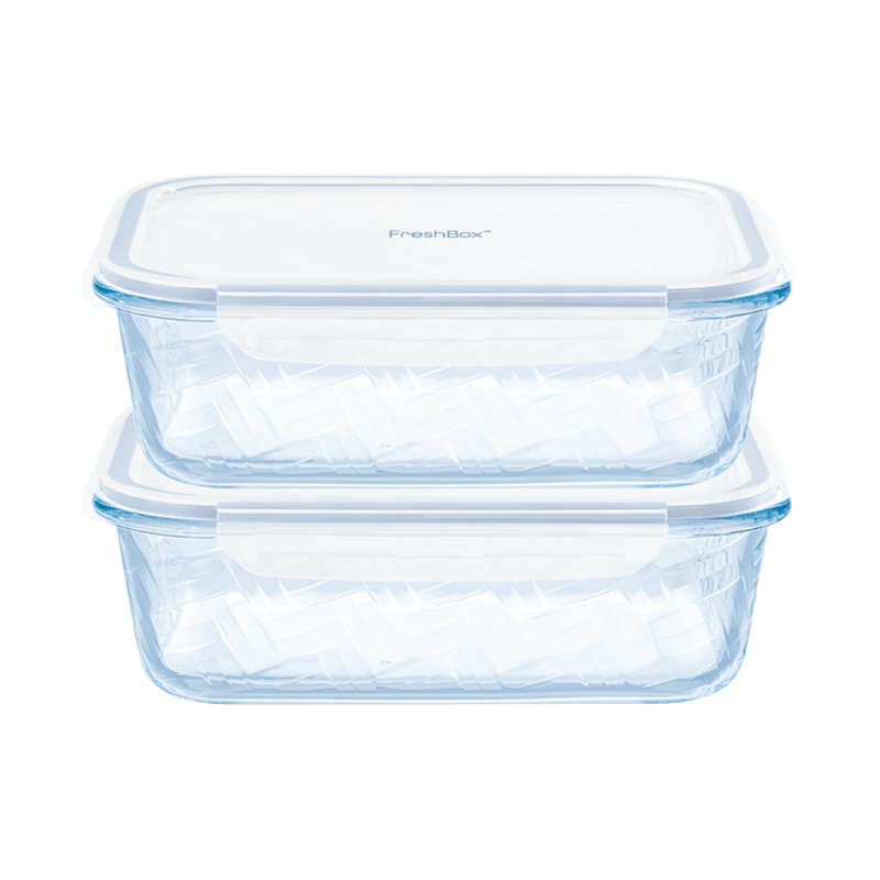 35oz Textured Glass Containers w/ PP Lids