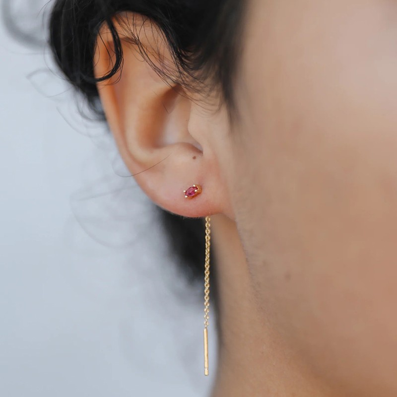 Studded Threader - Pink CZ