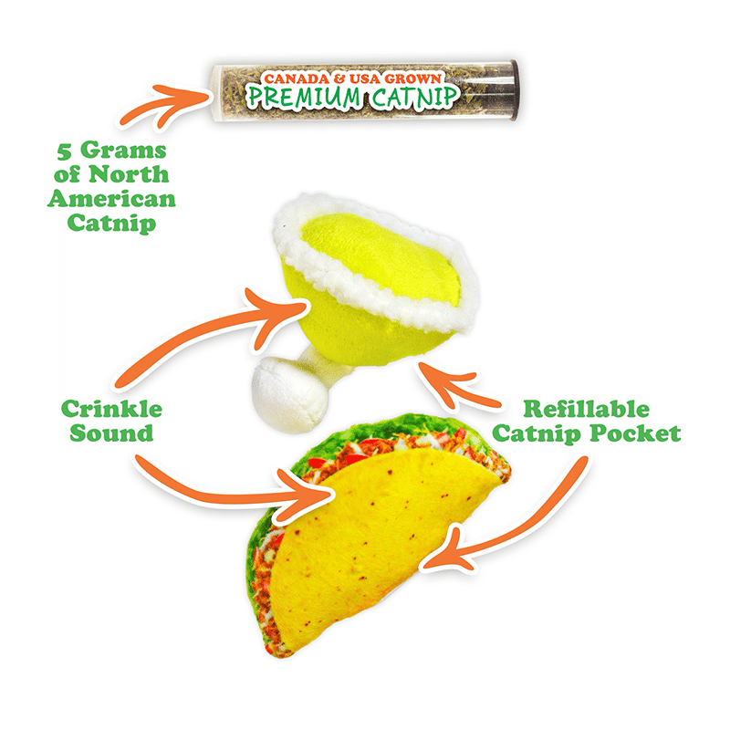 Get Spicy Taco Margarita Catnip Toy 2-Pack