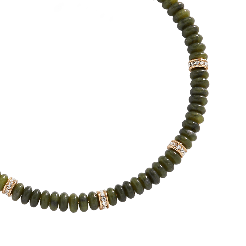 Semi-Precious Green Rondelle Beaded Bangle Bracelet