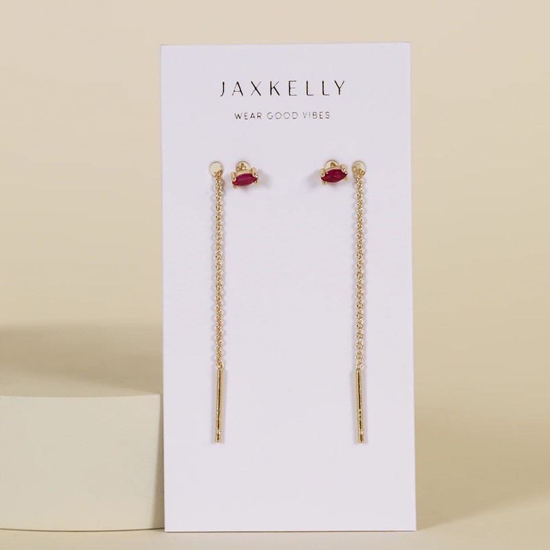 Studded Threader - Pink CZ