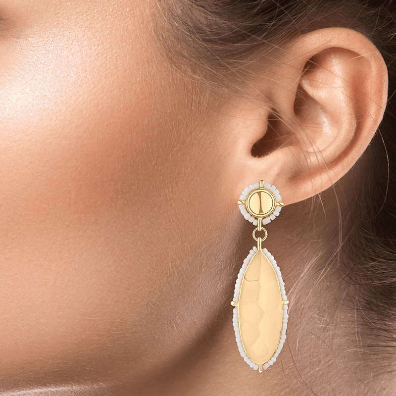 Beaded Frame Spear Drop Earrings