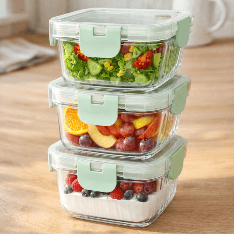 20oz Fluted Glass Containers w/ PP Lids