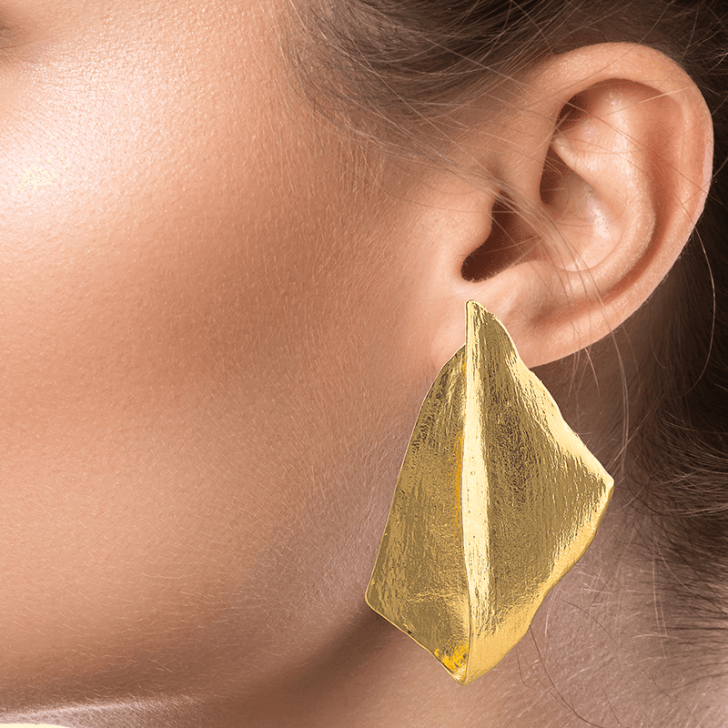 14K Gold Plated Organic Statement Earring