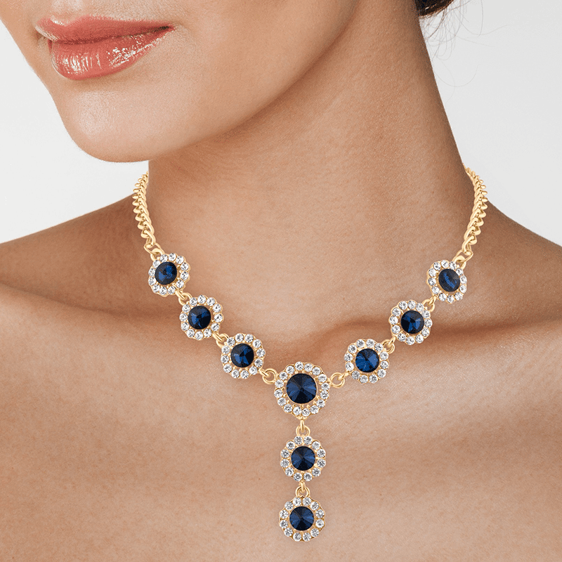 Blue "Y" Front Necklace