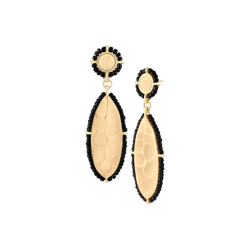 Beaded Frame Spear Drop Earrings