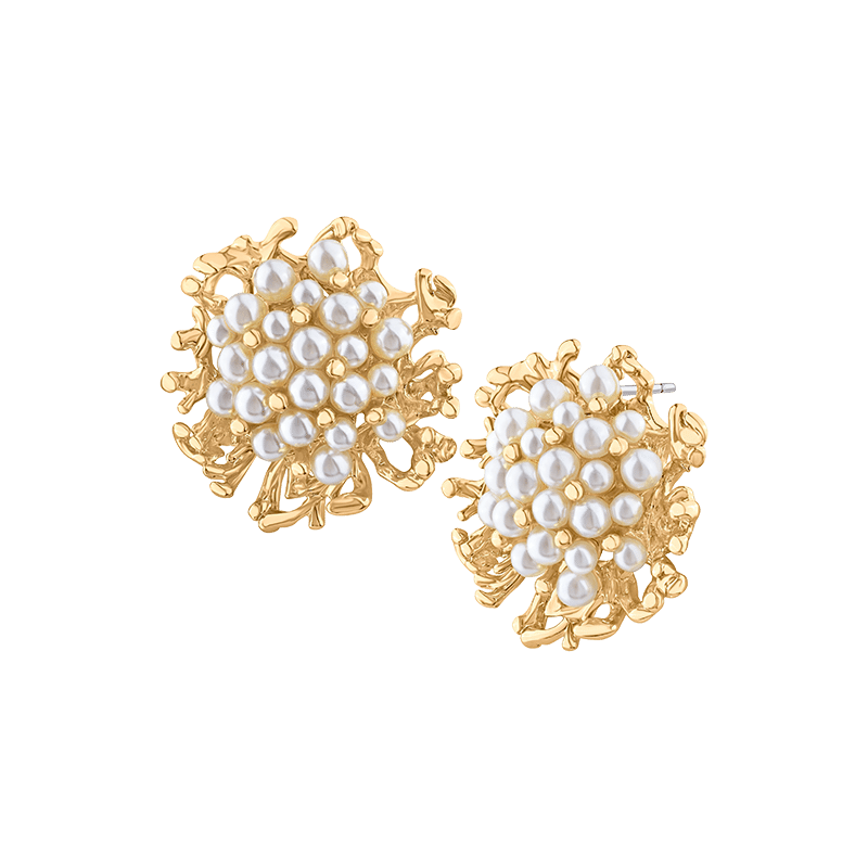 Cluster Of Raised Pearls In Coral Sprigs