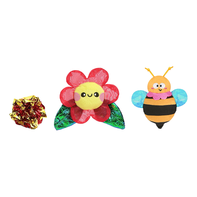 Flower and Bee Cat Toy Set