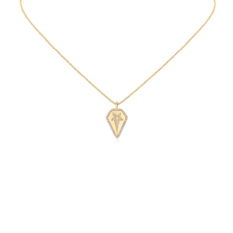 Elongated Star On Shield Pendant Necklace