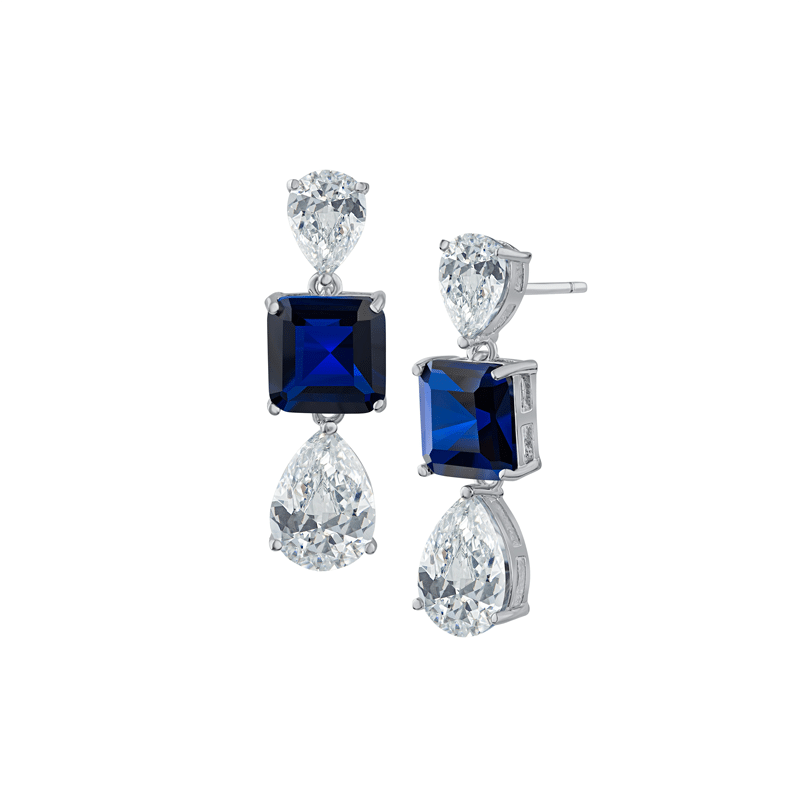 8 Cttw Pear Princess Triple Drop Earrings