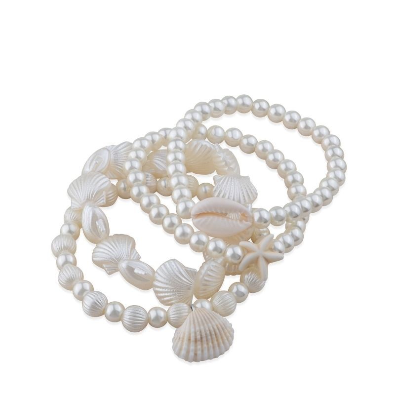 4 Strand Stretch White W/Shell Accents