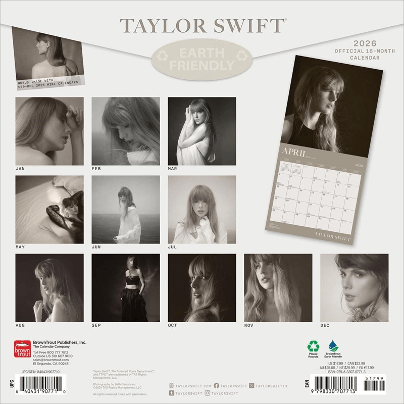 Taylor Swift 2026 Square Flap Calendar