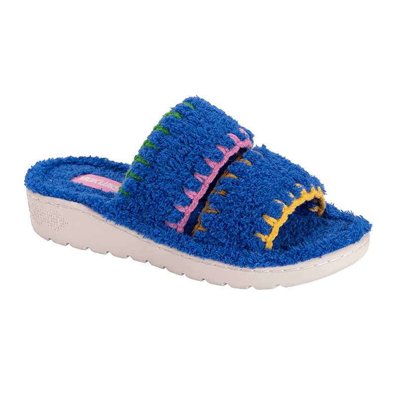 Women's Double Strap Slide-Cloud Ribbed Terry Slipper