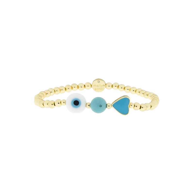 Heart/Evil Eye/Stone Charm Bracelet