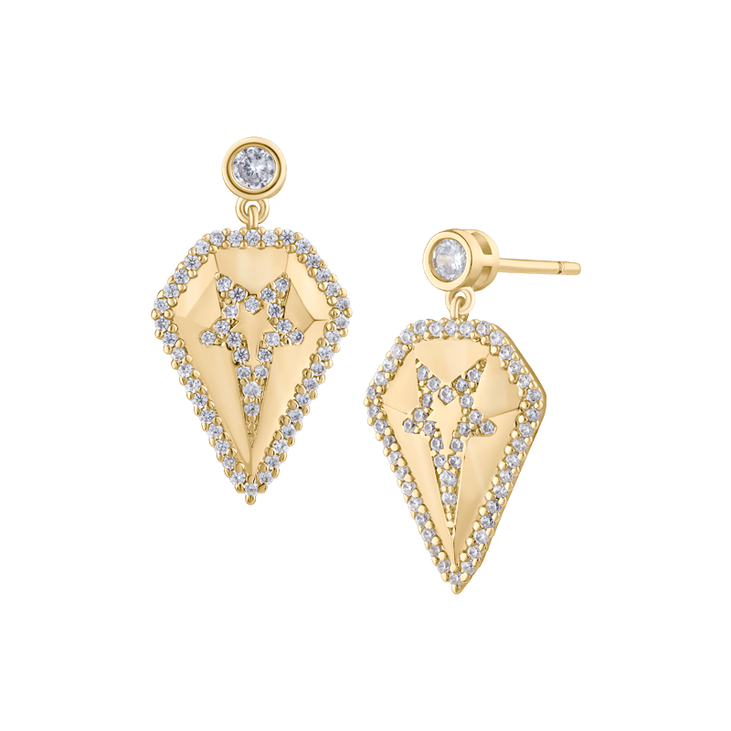 Pointed Pentagon Cz Drop Earring
