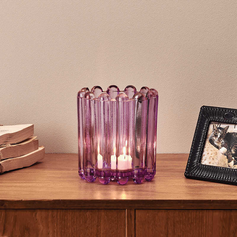 Clear Bubble Glass Candle Holder