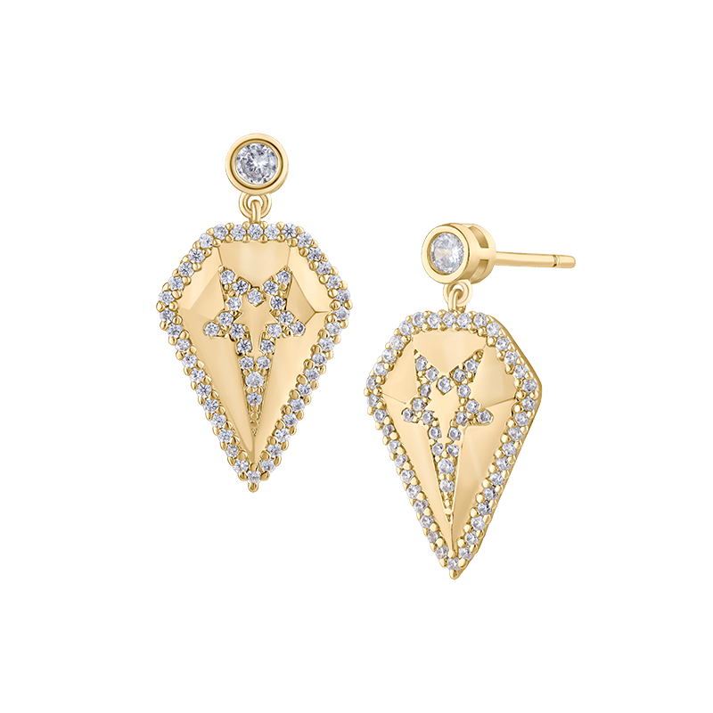 Pointed Pentagon Cz Drop Earring