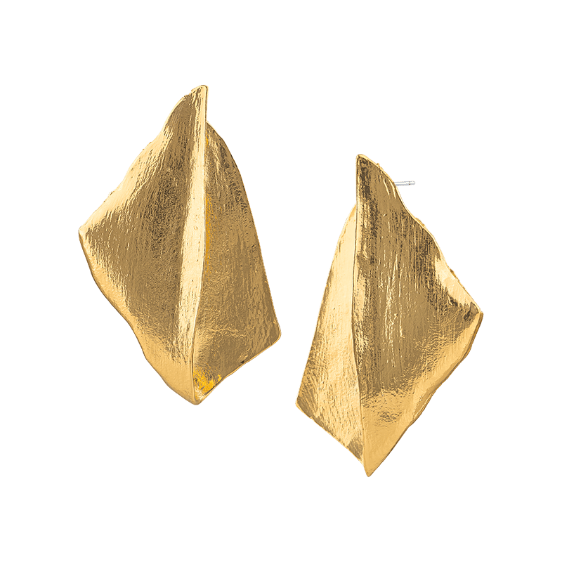 14K Gold Plated Organic Statement Earring