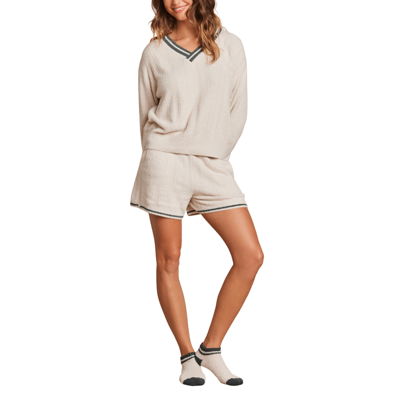 V Neck Pointelle Pullover